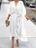 Eulalia | Women's Batwing Sleeve Wrap Midi Dress