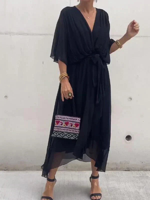 Eulalia | Women's Batwing Sleeve Wrap Midi Dress