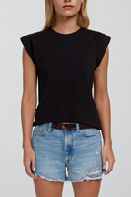 Ualda | Women's Cap Sleeve Crew Neck Relaxed Fit Top