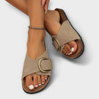 Dymphna | Women's Single Strap Buckle Footbed Slides