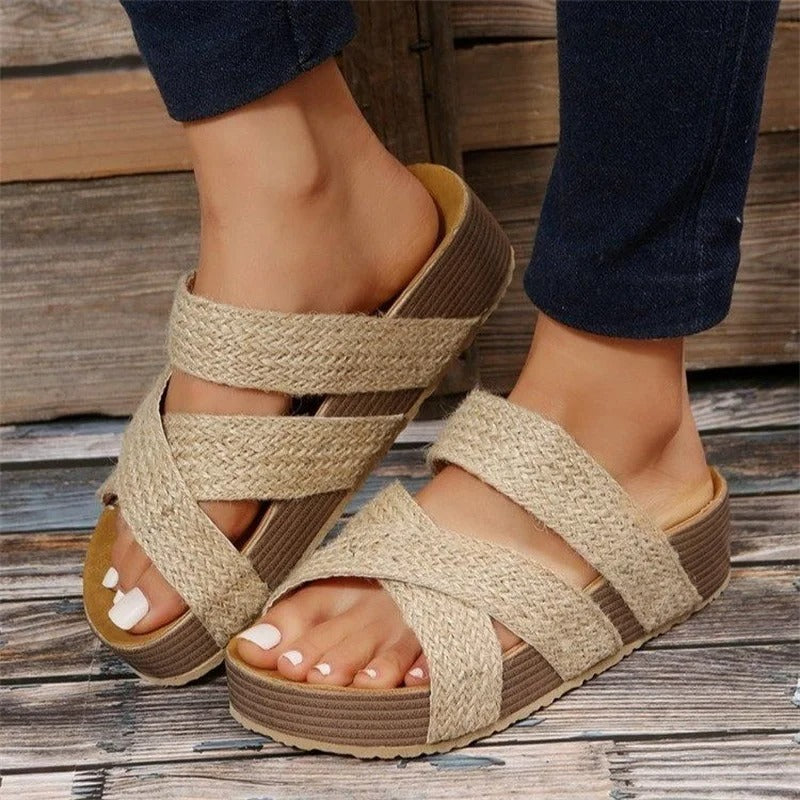Leocadia | Women's Woven Cross Strap Platform Sandals