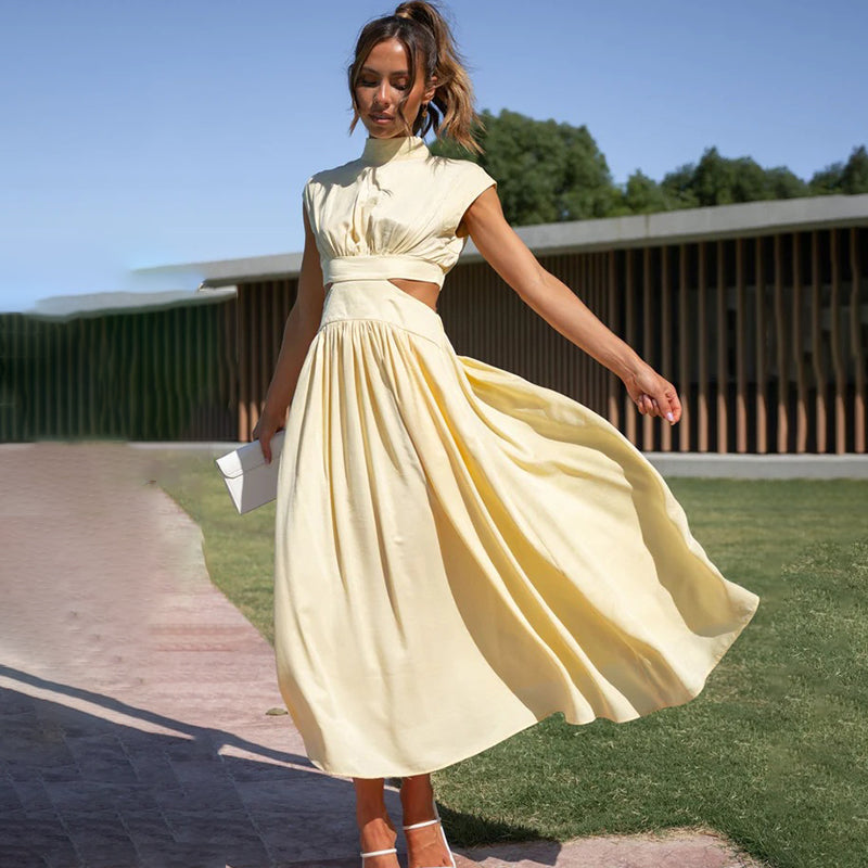Rhoswen | Women's Cut Out Waist Midi Dress