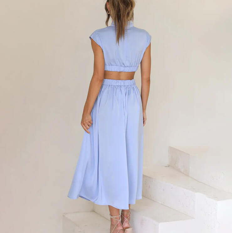 Rhoswen | Women's Cut Out Waist Midi Dress