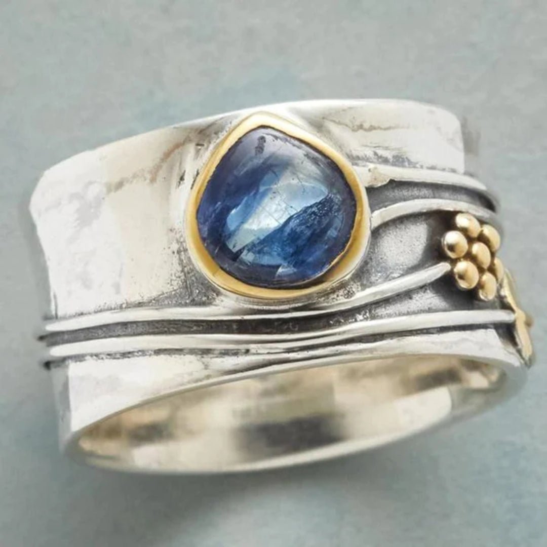 Wren | Women's Vintage Blue Stone Wide Band Ring