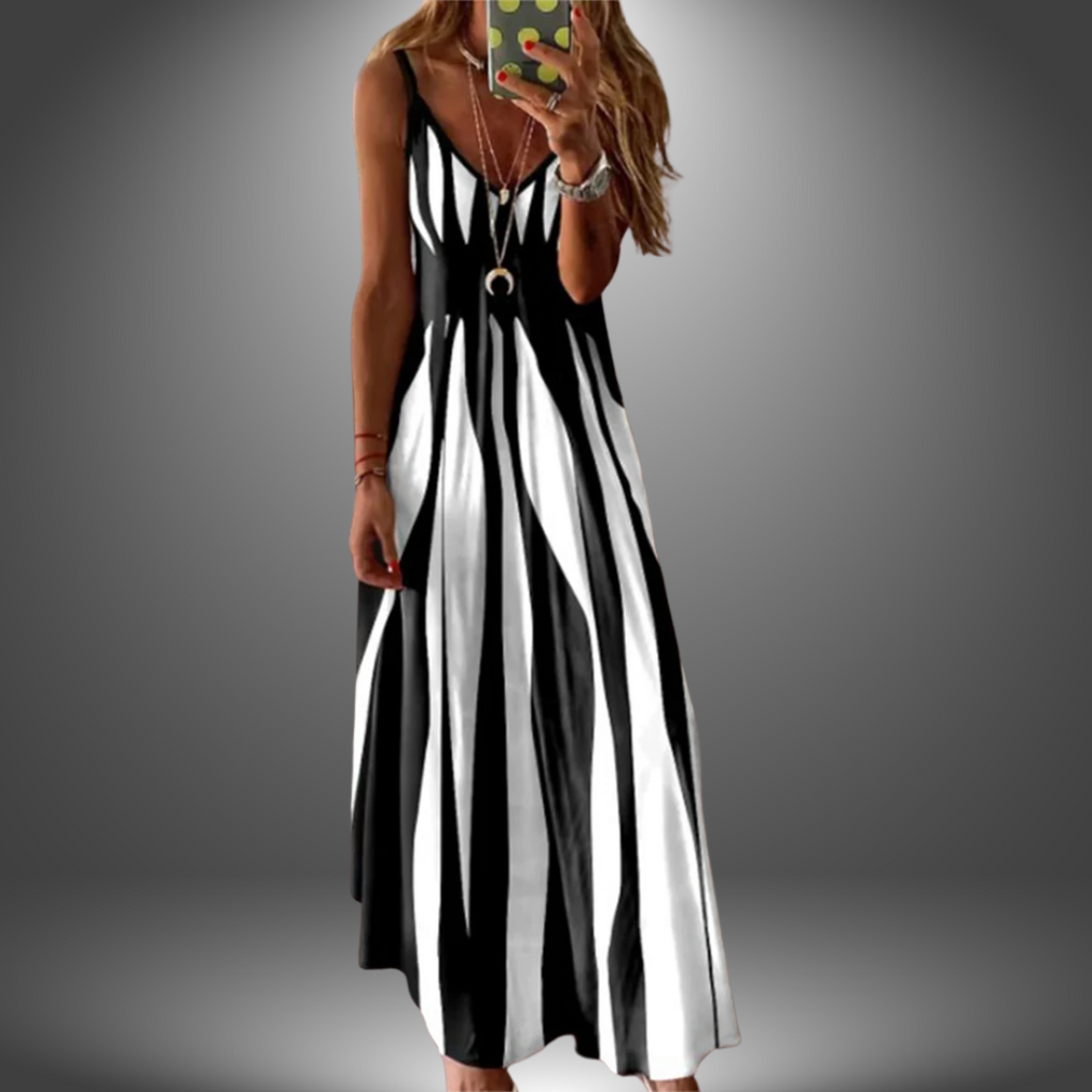 Seren | Women's Striped Spaghetti Strap Maxi Dress