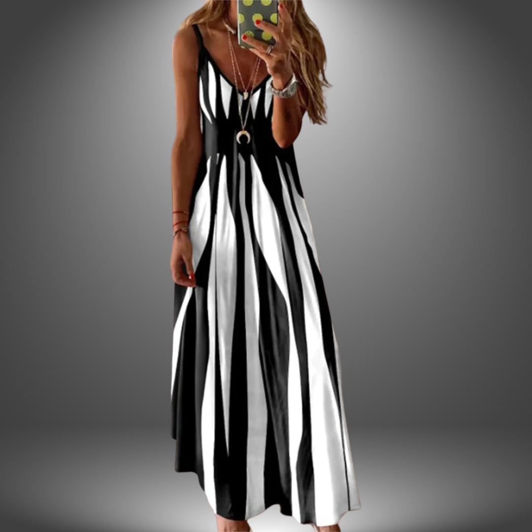 Seren | Women's Striped Spaghetti Strap Maxi Dress
