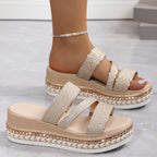 Waverly | Women's Glitter Triple Strap Platform Sandals