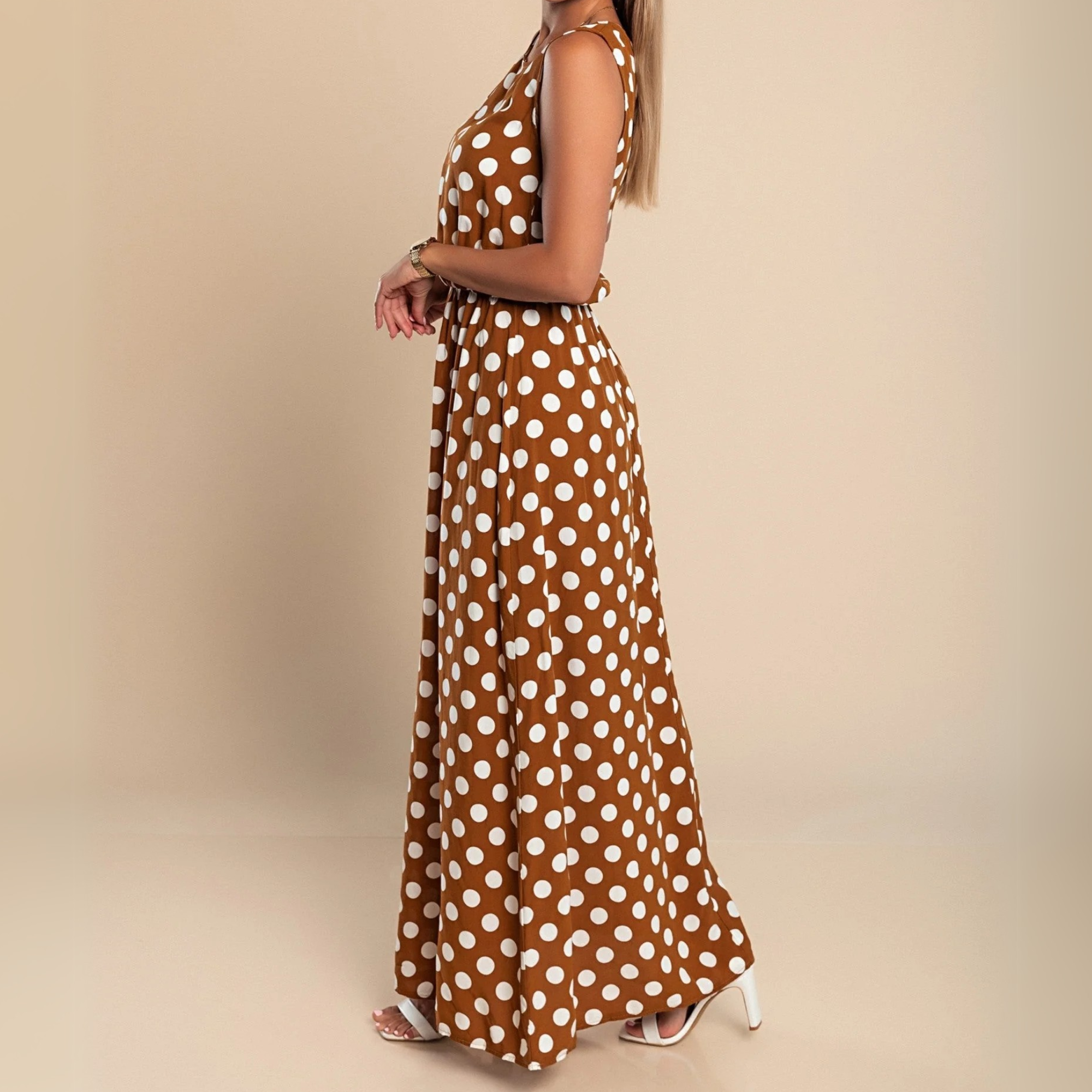 Mireya | Women's Polka Dot Sleeveless Maxi Dress