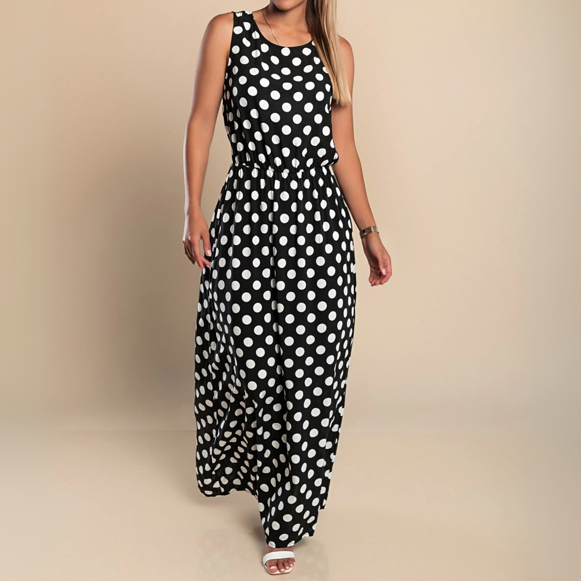Mireya | Women's Polka Dot Sleeveless Maxi Dress