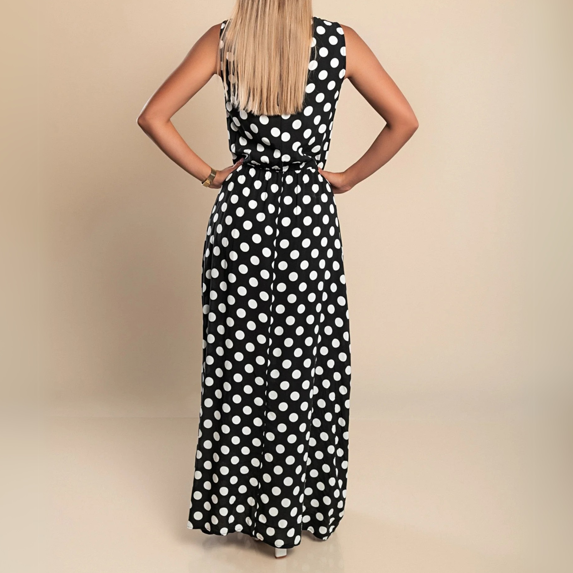 Mireya | Women's Polka Dot Sleeveless Maxi Dress