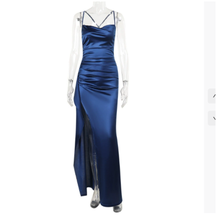 Esme | Women's Elegant Satin Cowl Neck High Slit Maxi Dress