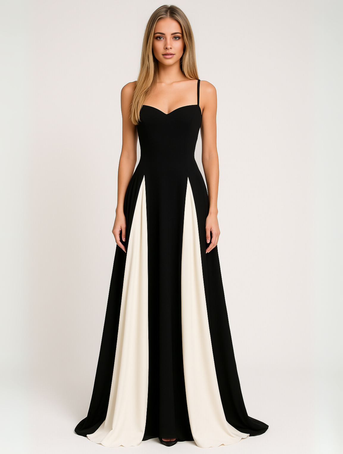 Thurid | Women's Elegant Color Block Spaghetti Strap Maxi Dress
