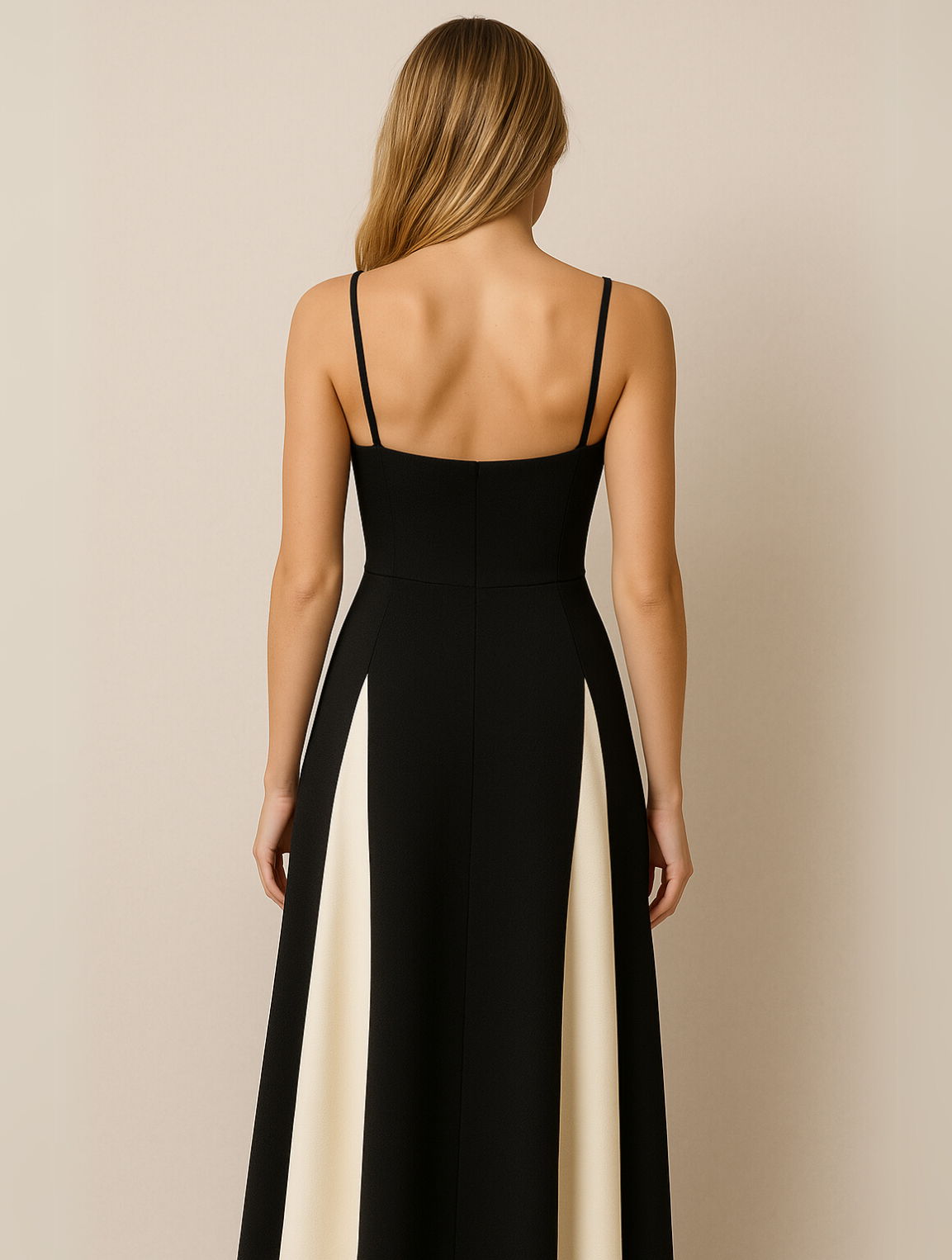Thurid | Women's Elegant Color Block Spaghetti Strap Maxi Dress