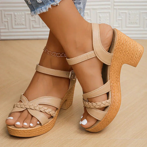 Bambi | Women's Braided Strap Orthopedic Platform Wedge Sandals