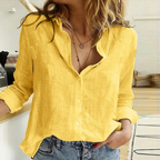 Basma | Women's Elegant Linen Button-Up Long Sleeve Blouse