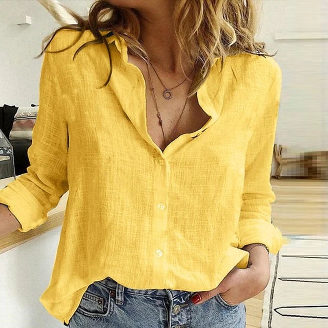 Basma | Women's Elegant Linen Button-Up Long Sleeve Blouse