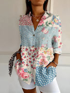 Axelle | Women's Elegant Floral Print Button-Up Shirt
