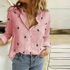 Basma | Women's Elegant Linen Button-Up Long Sleeve Blouse