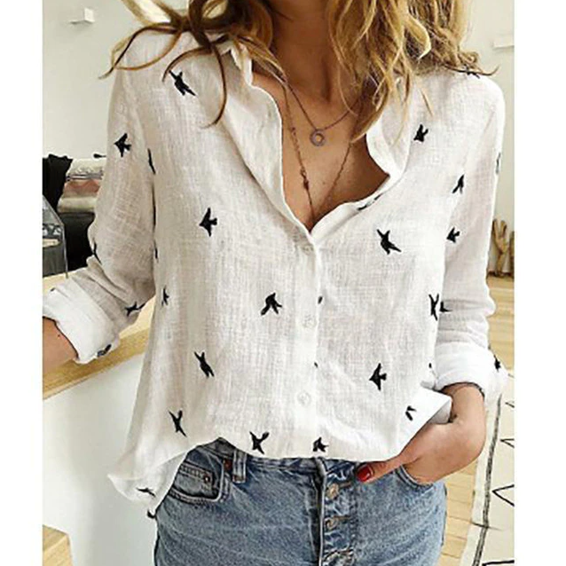Basma | Women's Elegant Linen Button-Up Long Sleeve Blouse