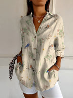 Axelle | Women's Elegant Floral Print Button-Up Shirt