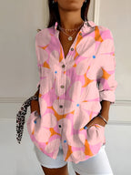 Axelle | Women's Elegant Floral Print Button-Up Shirt
