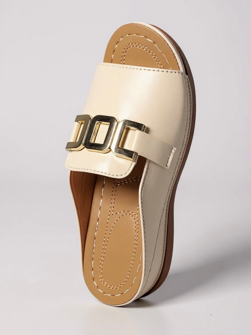 Zaria | Women's Chic Buckle Slides with Contrast Stitching