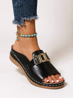 Zaria | Women's Chic Buckle Slides with Contrast Stitching